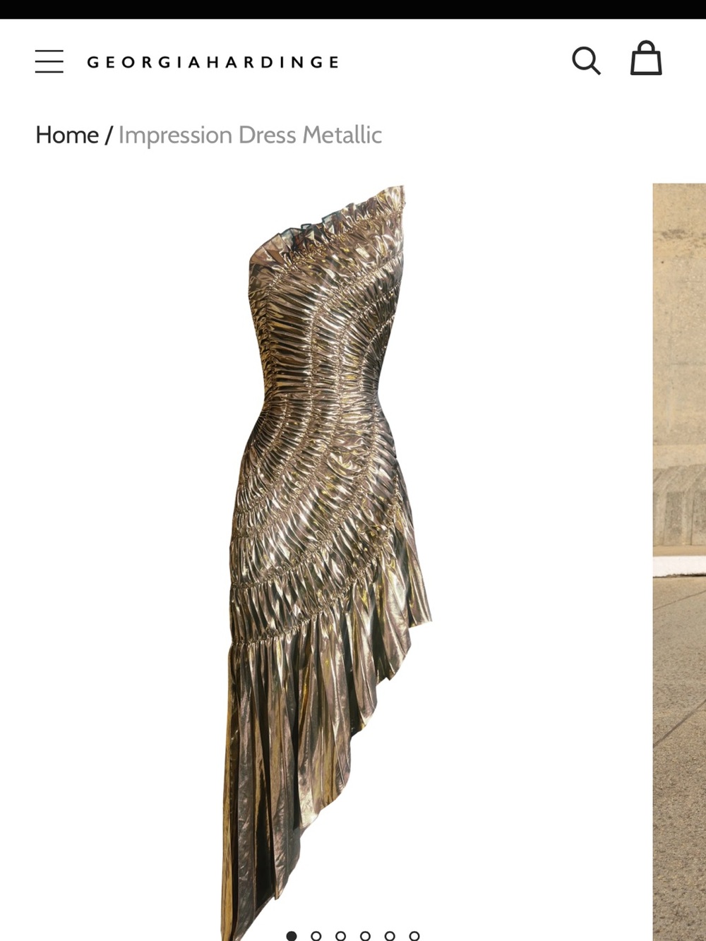 Georgia Hardinge Impression Dress Metallic Gold One-Shoulder